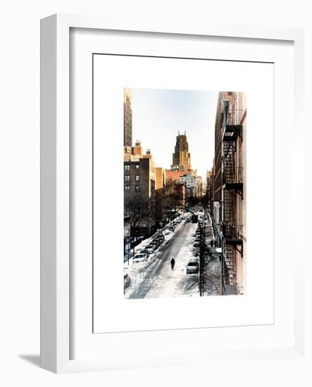 Urban Snowy Winter Landscape with Views over a Fire Escape in Facade of Building-Philippe Hugonnard-Framed Art Print