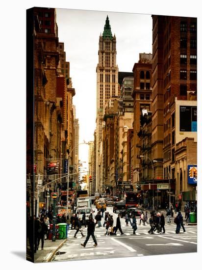 Urban Street Scene in Broadway at Sunset - Canal Street - Manhattan - New York City-Philippe Hugonnard-Stretched Canvas