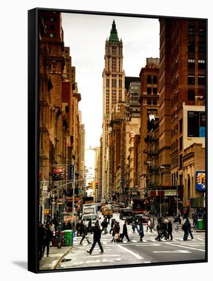 Urban Street Scene in Broadway at Sunset - Canal Street - Manhattan - New York City-Philippe Hugonnard-Framed Stretched Canvas