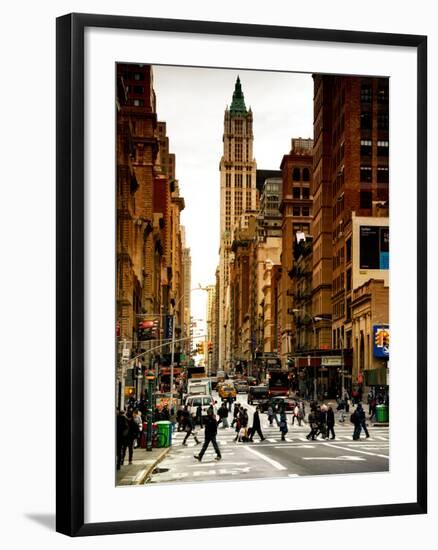 Urban Street Scene in Broadway at Sunset - Canal Street - Manhattan - New York City-Philippe Hugonnard-Framed Photographic Print