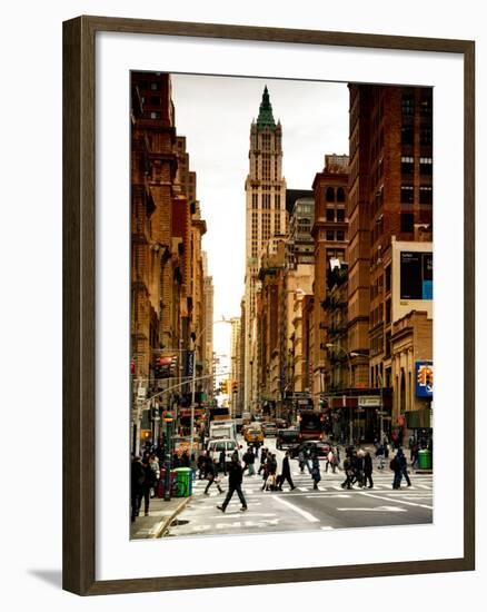 Urban Street Scene in Broadway at Sunset - Canal Street - Manhattan - New York City-Philippe Hugonnard-Framed Photographic Print