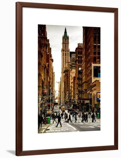 Urban Street Scene in Broadway at Sunset - Canal Street - Manhattan - New York-Philippe Hugonnard-Framed Art Print