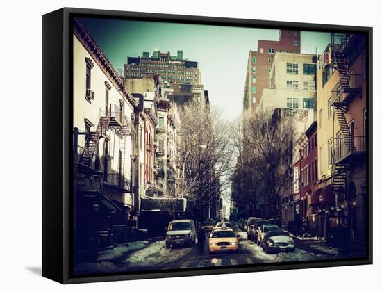 Urban Street Scene of Manhattan in Winter-Philippe Hugonnard-Framed Stretched Canvas