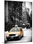 Urban Street Scene with a Yellow Taxi in Snow-Philippe Hugonnard-Mounted Photographic Print