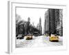 Urban Street Scene with a Yellow Taxi in Snow-Philippe Hugonnard-Framed Photographic Print