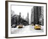 Urban Street Scene with a Yellow Taxi in Snow-Philippe Hugonnard-Framed Photographic Print