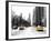 Urban Street Scene with a Yellow Taxi in Snow-Philippe Hugonnard-Framed Photographic Print