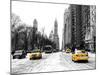 Urban Street Scene with a Yellow Taxi in Snow-Philippe Hugonnard-Mounted Photographic Print