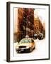 Urban Street Scene with a Yellow Taxi in Snow-Philippe Hugonnard-Framed Photographic Print