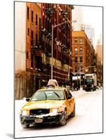 Urban Street Scene with a Yellow Taxi in Snow-Philippe Hugonnard-Mounted Photographic Print