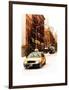 Urban Street Scene with a Yellow Taxi in Snow-Philippe Hugonnard-Framed Art Print