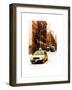 Urban Street Scene with a Yellow Taxi in Snow-Philippe Hugonnard-Framed Art Print