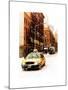 Urban Street Scene with a Yellow Taxi in Snow-Philippe Hugonnard-Mounted Art Print