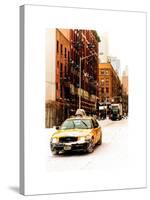 Urban Street Scene with a Yellow Taxi in Snow-Philippe Hugonnard-Stretched Canvas