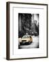 Urban Street Scene with a Yellow Taxi in Snow-Philippe Hugonnard-Framed Art Print