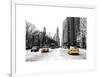 Urban Street Scene with a Yellow Taxi in Snow-Philippe Hugonnard-Framed Art Print