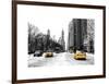 Urban Street Scene with a Yellow Taxi in Snow-Philippe Hugonnard-Framed Art Print