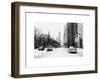 Urban Street Scene with a Yellow Taxi in Snow-Philippe Hugonnard-Framed Art Print