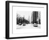 Urban Street Scene with a Yellow Taxi in Snow-Philippe Hugonnard-Framed Art Print