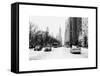 Urban Street Scene with a Yellow Taxi in Snow-Philippe Hugonnard-Framed Stretched Canvas