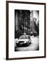 Urban Street Scene with a Yellow Taxi in Snow-Philippe Hugonnard-Framed Art Print