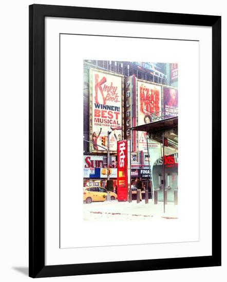 Urban Street Scene with a Yellow Taxi in Winter-Philippe Hugonnard-Framed Photographic Print