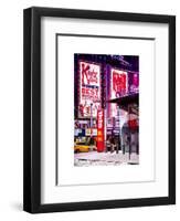 Urban Street Scene with a Yellow Taxi in Winter-Philippe Hugonnard-Framed Art Print