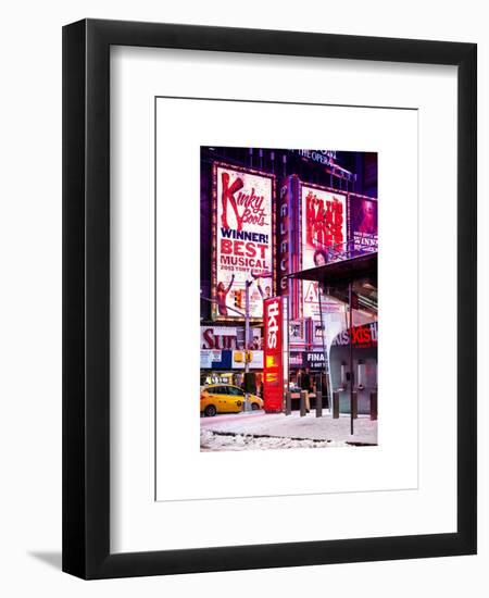 Urban Street Scene with a Yellow Taxi in Winter-Philippe Hugonnard-Framed Art Print