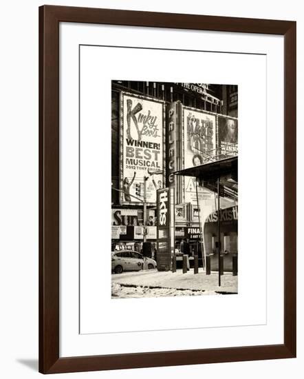 Urban Street Scene with a Yellow Taxi in Winter-Philippe Hugonnard-Framed Art Print