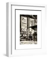 Urban Street Scene with a Yellow Taxi in Winter-Philippe Hugonnard-Framed Art Print