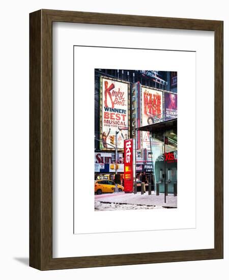 Urban Street Scene with a Yellow Taxi in Winter-Philippe Hugonnard-Framed Art Print