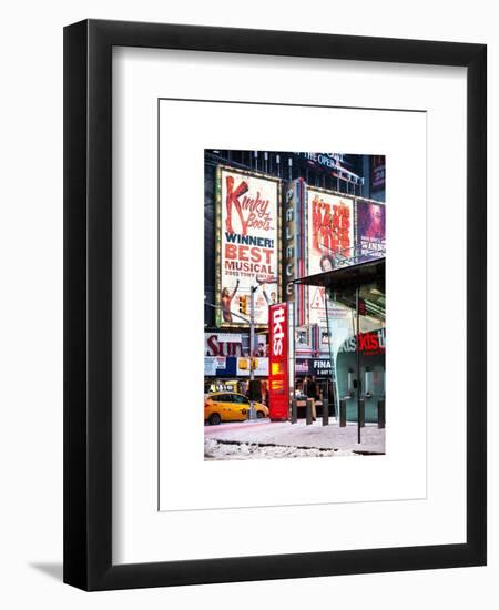 Urban Street Scene with a Yellow Taxi in Winter-Philippe Hugonnard-Framed Art Print