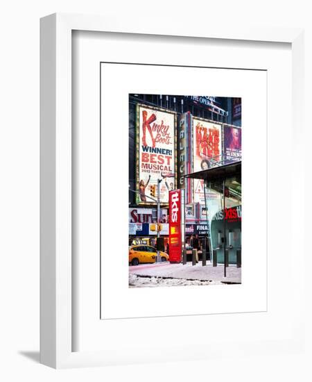 Urban Street Scene with a Yellow Taxi in Winter-Philippe Hugonnard-Framed Art Print