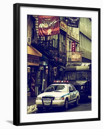 Urban Street Scene with NYC Sheriff Car in Fulton Street - Financial District - Manhattan-Philippe Hugonnard-Framed Photographic Print