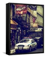 Urban Street Scene with NYC Sheriff Car in Fulton Street - Financial District - Manhattan-Philippe Hugonnard-Framed Stretched Canvas