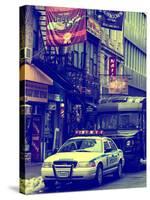 Urban Street Scene with NYC Sheriff Car in Fulton Street - Financial District - Manhattan-Philippe Hugonnard-Stretched Canvas