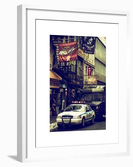 Urban Street Scene with NYC Sheriff Car in Fulton Street - Financial District - Manhattan-Philippe Hugonnard-Framed Art Print