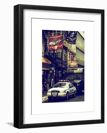 Urban Street Scene with NYC Sheriff Car in Fulton Street - Financial District - Manhattan-Philippe Hugonnard-Framed Art Print