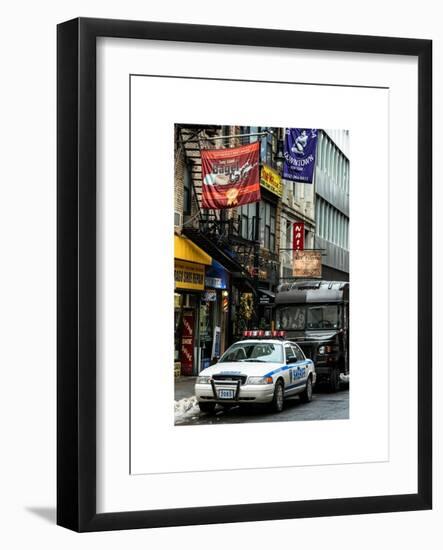 Urban Street Scene with NYC Sheriff Car in Fulton Street - Financial District - Manhattan-Philippe Hugonnard-Framed Art Print