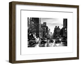 Urban Street Scene with NYC Yellow Taxis and the One World Trade Center of Manhattan in Winter-Philippe Hugonnard-Framed Photographic Print