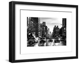 Urban Street Scene with NYC Yellow Taxis and the One World Trade Center of Manhattan in Winter-Philippe Hugonnard-Framed Photographic Print