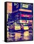 Urban Street Scene with NYC Yellow Taxis - Cabs in Winter-Philippe Hugonnard-Framed Stretched Canvas