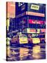 Urban Street Scene with NYC Yellow Taxis - Cabs in Winter-Philippe Hugonnard-Stretched Canvas