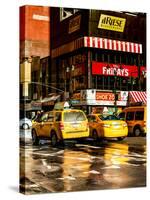 Urban Street Scene with NYC Yellow Taxis - Cabs in Winter-Philippe Hugonnard-Stretched Canvas