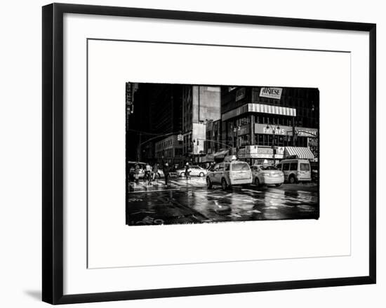 Urban Street Scene with NYC Yellow Taxis - Cabs in Winter-Philippe Hugonnard-Framed Art Print