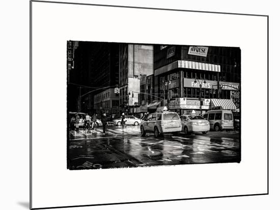 Urban Street Scene with NYC Yellow Taxis - Cabs in Winter-Philippe Hugonnard-Mounted Art Print