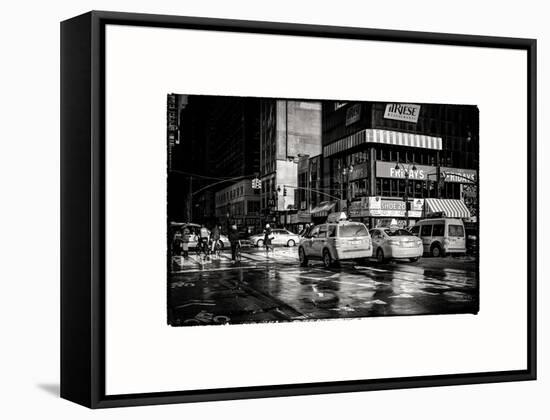 Urban Street Scene with NYC Yellow Taxis - Cabs in Winter-Philippe Hugonnard-Framed Stretched Canvas