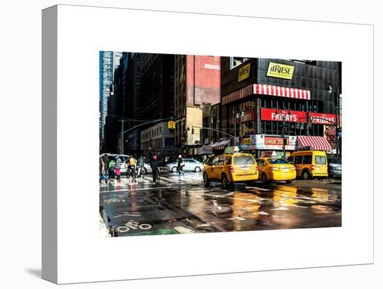 Urban Street Scene with NYC Yellow Taxis - Cabs in Winter-Philippe Hugonnard-Stretched Canvas