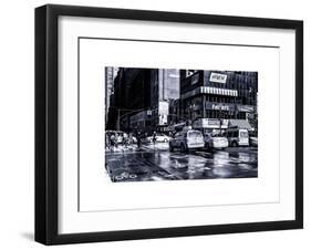 Urban Street Scene with NYC Yellow Taxis - Cabs in Winter-Philippe Hugonnard-Framed Art Print