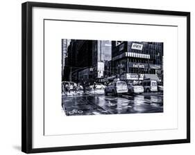 Urban Street Scene with NYC Yellow Taxis - Cabs in Winter-Philippe Hugonnard-Framed Art Print